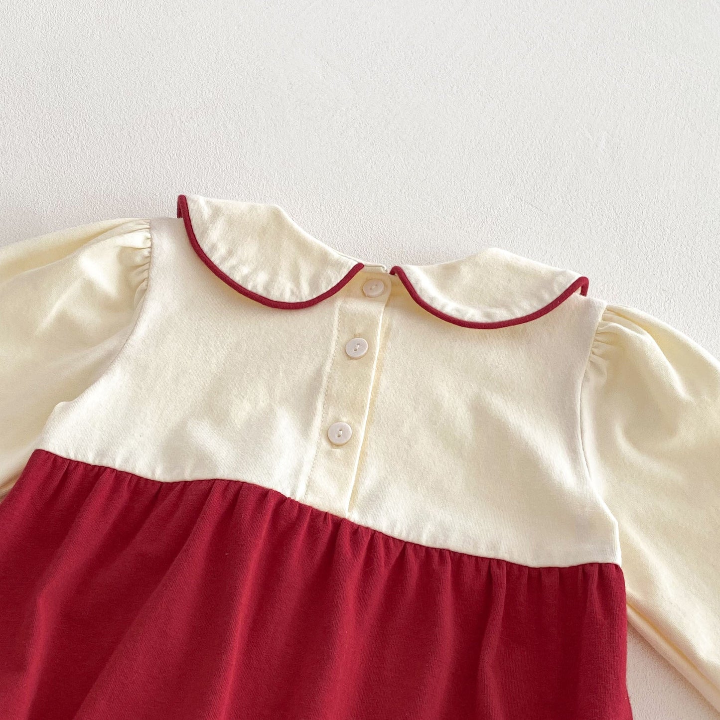 Spring Arrival Baby Girls Cute Color Patchwork Long Sleeves Peter Pan Collar Onesies-4