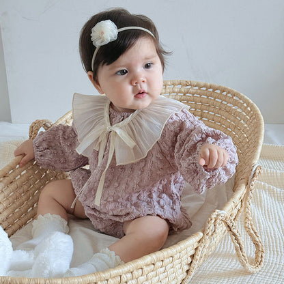 Autumn Arrival Baby Girls Long Sleeves Purple Onesies-2