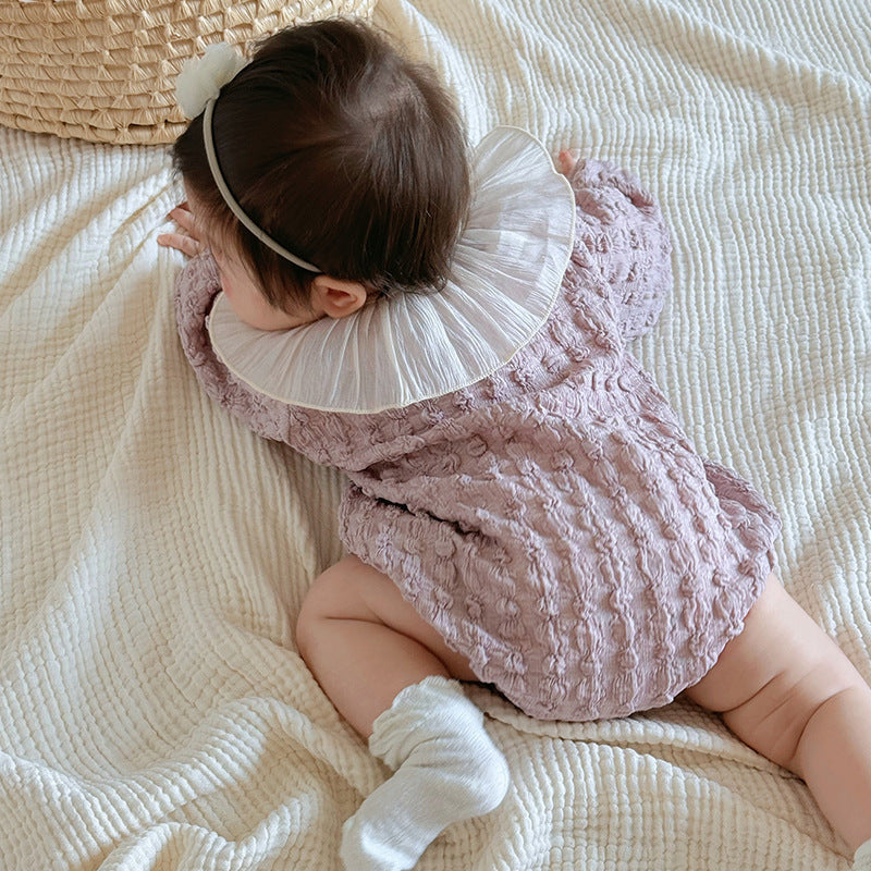 Autumn Arrival Baby Girls Long Sleeves Purple Onesies-3