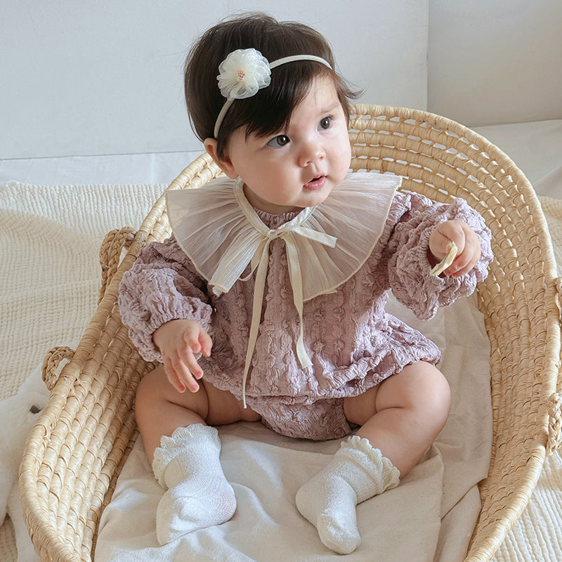 Autumn Arrival Baby Girls Long Sleeves Purple Onesies-4